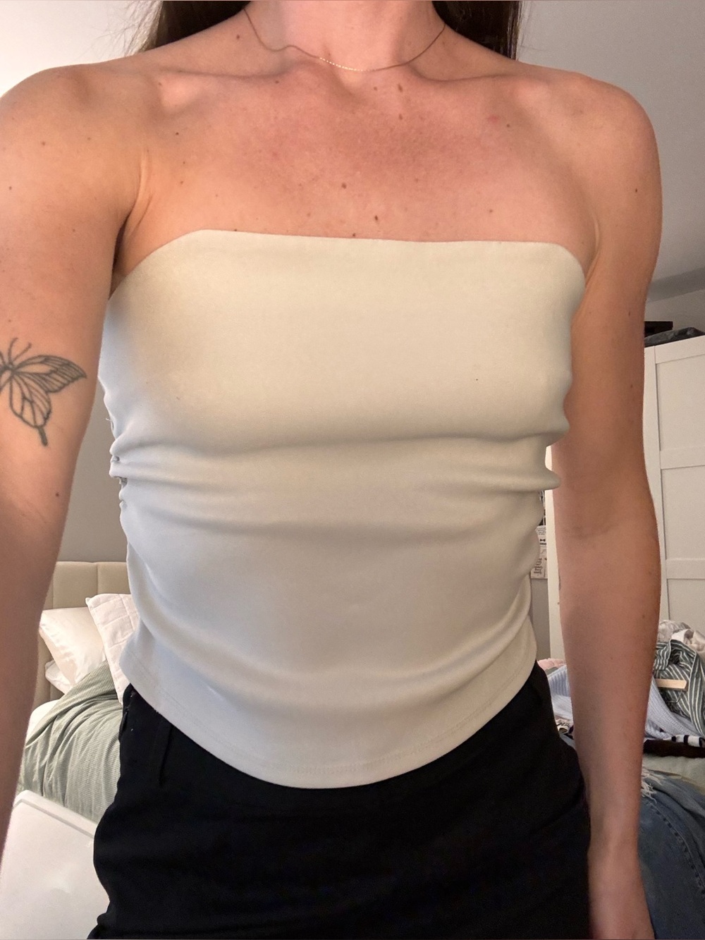 H&M Strapless Tube Top in Light Cream